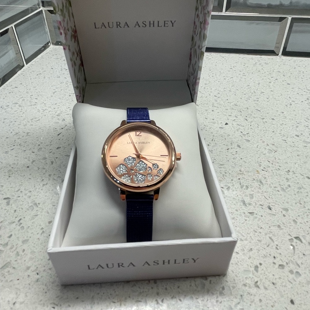 Laura Ashley Rose Gold and Blue Women's Watch